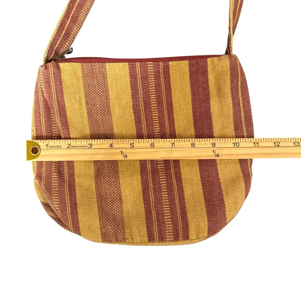 Boho Striped Shoulder Bag in Tan and‎ Brick Red